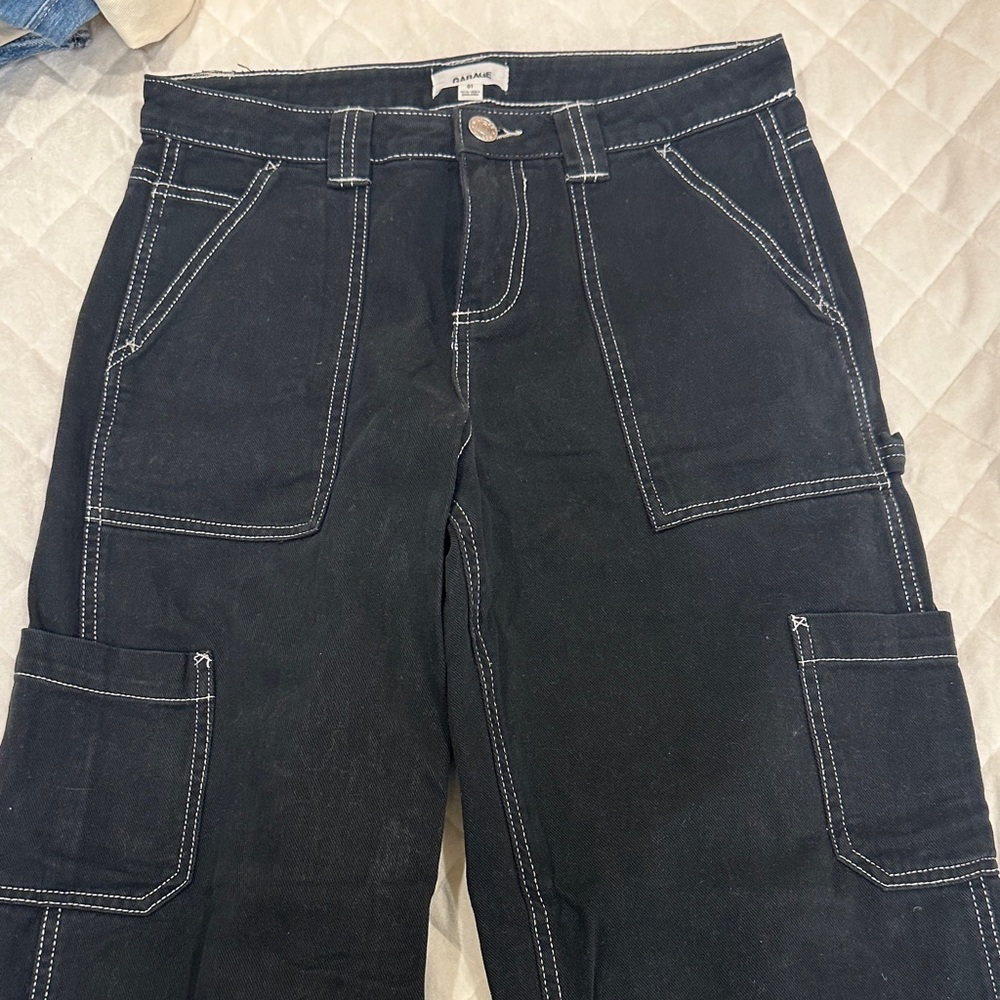 Garage Black Cargo Wide Leg Pants